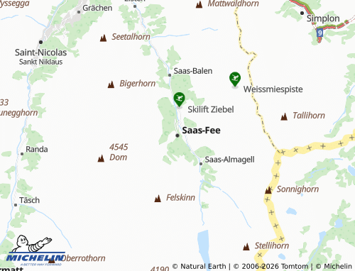 Carte MICHELIN Saas-Fee - ViaMichelin