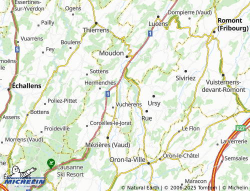 MICHELIN Seppey près Vulliens map - ViaMichelin