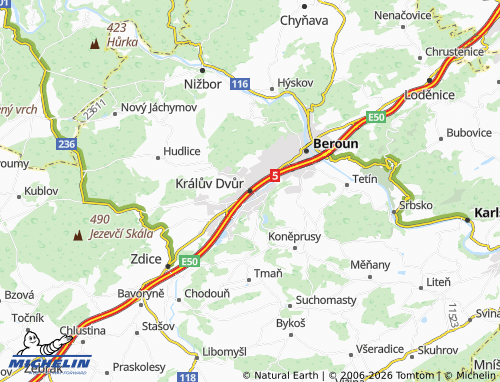 Mapa MICHELIN Králův Dvůr - ViaMichelin