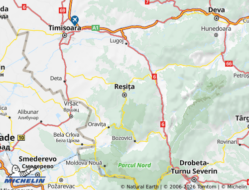 Mapa MICHELIN Caraș-Severin - ViaMichelin