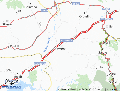 MICHELIN Ottana map - ViaMichelin