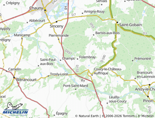 MICHELIN Folembray map - ViaMichelin