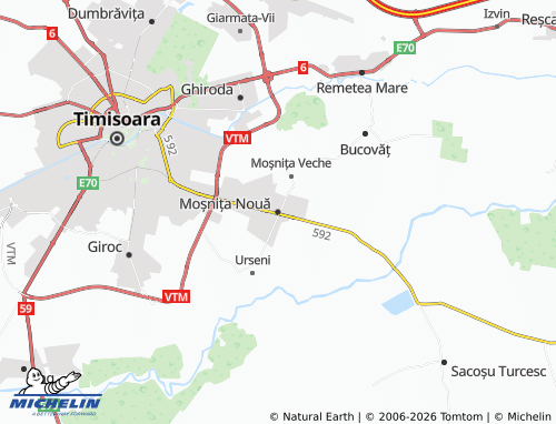 Mappa MICHELIN Moșnița Nouă - ViaMichelin