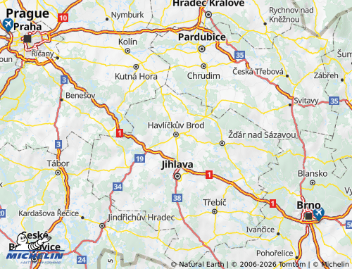 Mapa MICHELIN Havlíčkův Brod - ViaMichelin