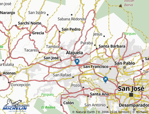 MICHELIN Alajuela map - ViaMichelin
