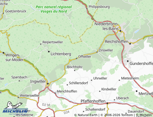 Kaart MICHELIN Offwiller - ViaMichelin