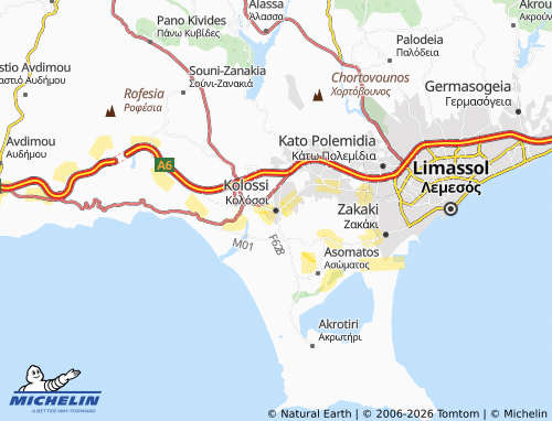 MICHELIN Kolossi map - ViaMichelin