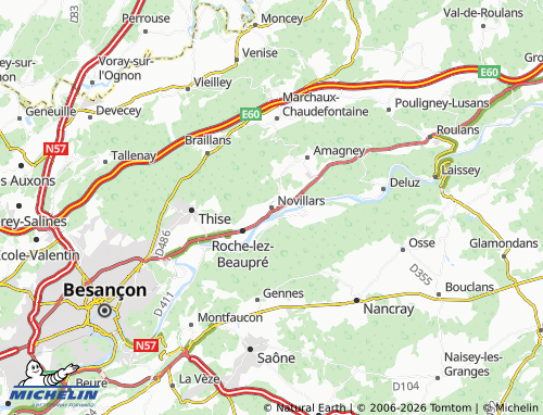 MICHELIN Novillars map - ViaMichelin