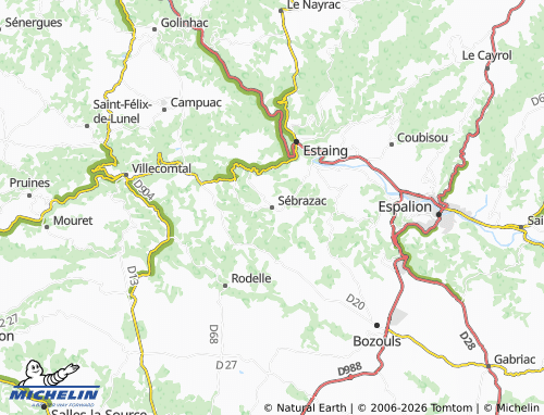 Mappa MICHELIN Sébrazac - ViaMichelin