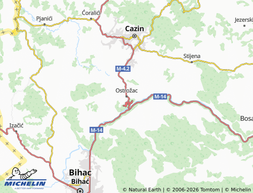 Mappa MICHELIN Ostrožac - ViaMichelin