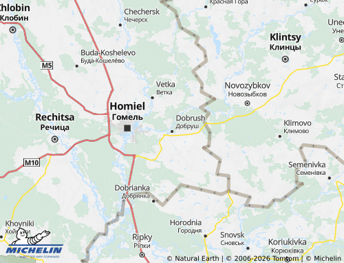 Carte MICHELIN Dobrushskiy rayon - ViaMichelin