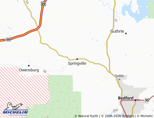 Mappa MICHELIN Springville - ViaMichelin