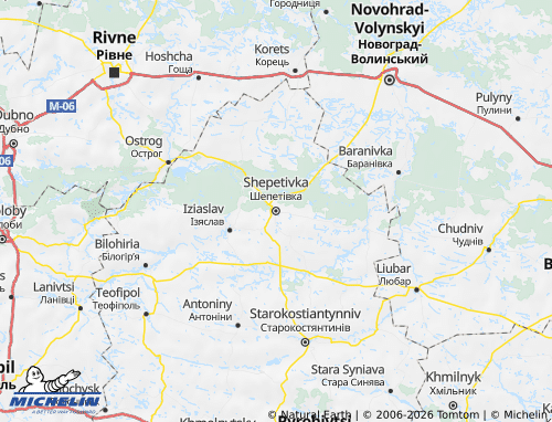 MICHELIN Shepetivskyi raion map - ViaMichelin