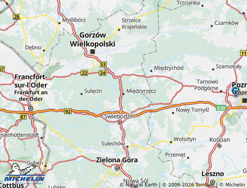 MICHELIN Międzyrzecki map - ViaMichelin