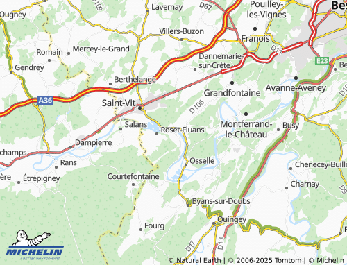 Carte MICHELIN Fluans - ViaMichelin