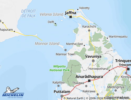 MICHELIN-Landkarte Mannar - ViaMichelin
