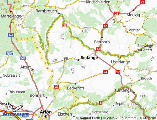 MICHELIN Redange map - ViaMichelin