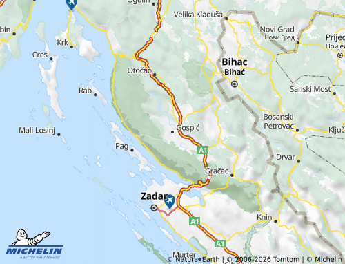 Mapa MICHELIN Ličko-senjska - ViaMichelin