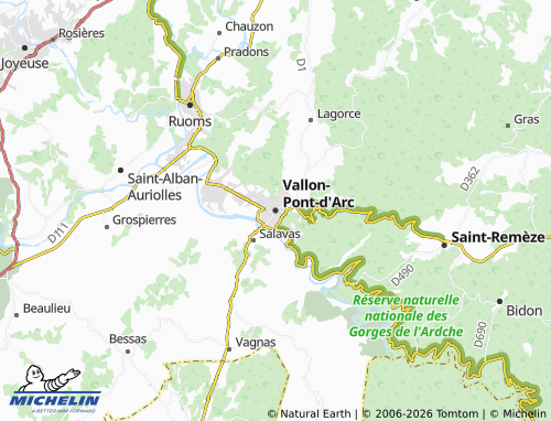 Kaart MICHELIN Vallon-Pont-d'Arc - ViaMichelin