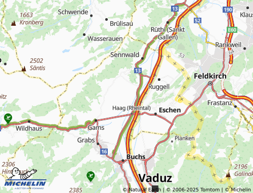 MICHELIN Saxerriet map - ViaMichelin