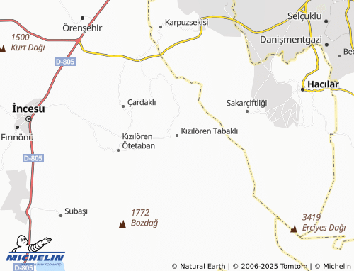MICHELIN Kızılören Tabaklı map - ViaMichelin