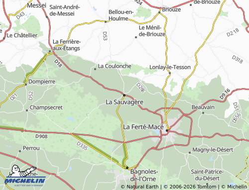 MICHELIN La Sauvagère map - ViaMichelin