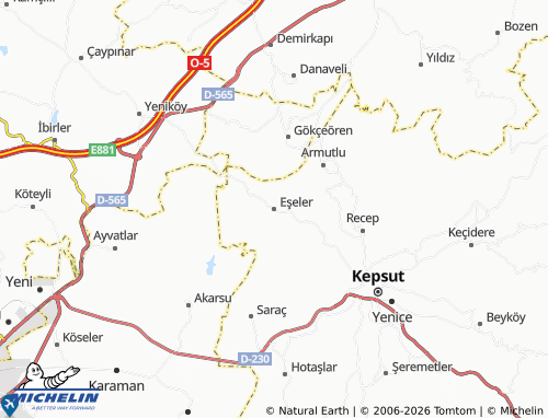 MICHELIN Eşeler map - ViaMichelin