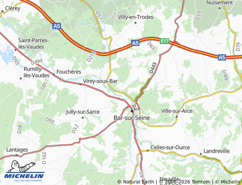 MICHELIN Bourguignons map - ViaMichelin