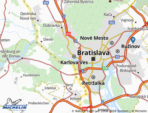 MICHELIN Karlova Ves map - ViaMichelin