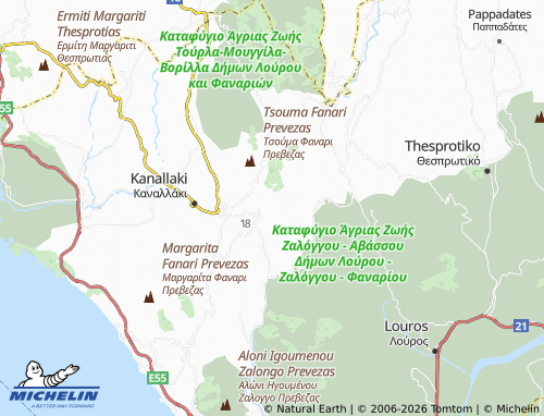 MICHELIN Koryfoula map - ViaMichelin