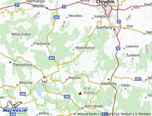 Kaart MICHELIN Petříkovice - ViaMichelin