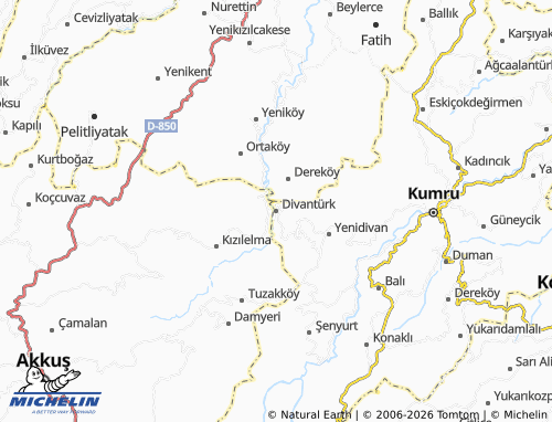 MICHELIN Divantürk map - ViaMichelin