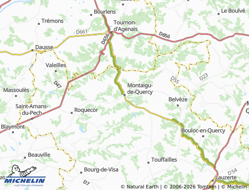 Carte MICHELIN Montaigu-de-Quercy - ViaMichelin