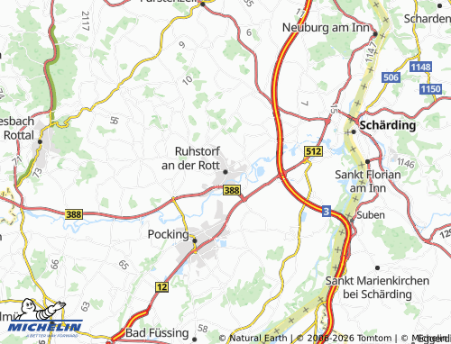 MICHELIN-Landkarte Ruhstorf an der Rott - ViaMichelin