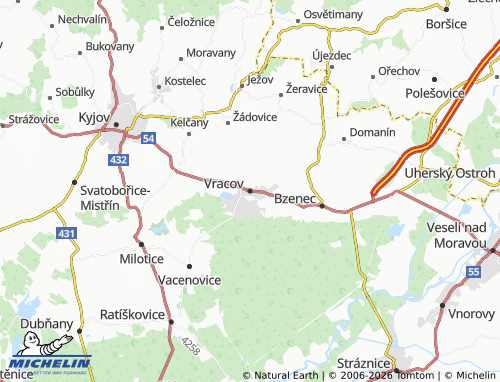 MICHELIN Vracov map - ViaMichelin