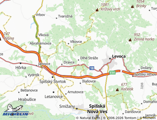 Mappa MICHELIN Dlhé Stráže - ViaMichelin