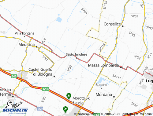 MICHELIN Sesto Imolese map - ViaMichelin