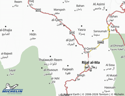 MICHELIN-Landkarte al-Oshshah - ViaMichelin