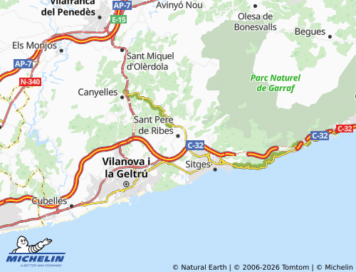 Carte MICHELIN Sant Pere de Ribes - ViaMichelin