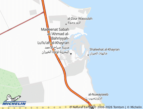 MICHELIN Sabah Al Ahmad Marine City-Loloat Al Khairan map - ViaMichelin