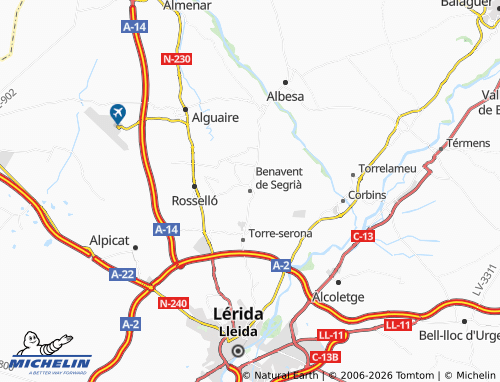 Mappa MICHELIN Benavent de Segrià - ViaMichelin
