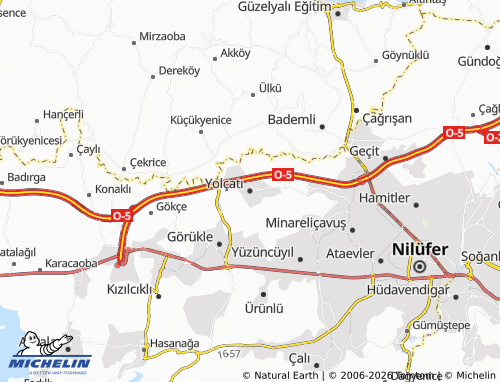 Mapa MICHELIN Yolçatı - ViaMichelin