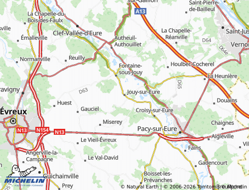 Mapa MICHELIN Jouy-sur-Eure - ViaMichelin