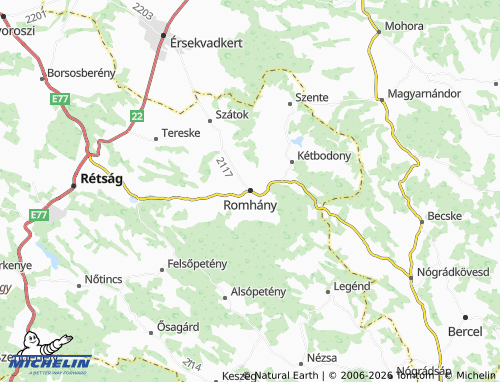 MICHELIN-Landkarte Romhány - ViaMichelin