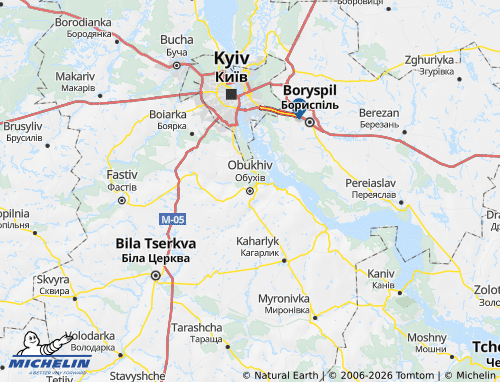 Mapa MICHELIN Obukhivskyi raion - ViaMichelin