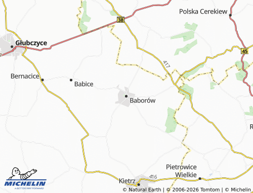 MICHELIN-Landkarte Baborów - ViaMichelin