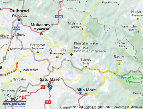 Mappa MICHELIN Khustskyi raion - ViaMichelin