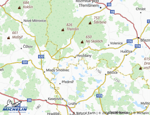 Mappa MICHELIN Hvožďany - ViaMichelin