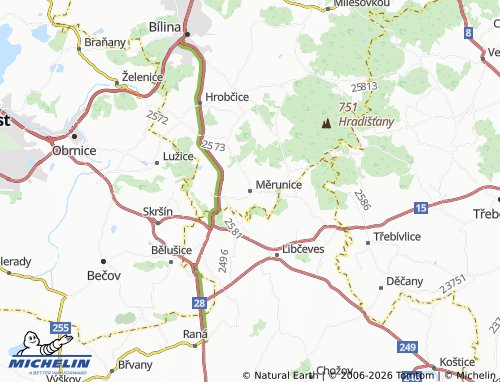 Mapa MICHELIN Měrunice - ViaMichelin