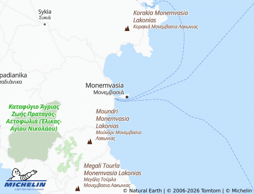 MICHELIN Monemvasia map - ViaMichelin